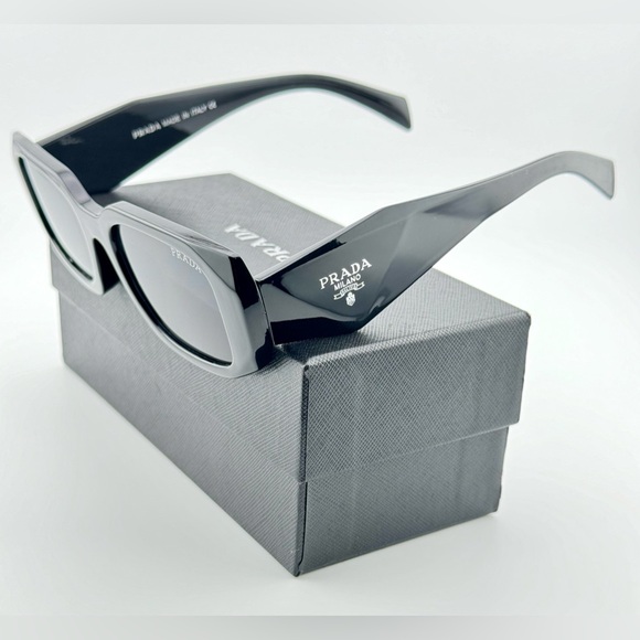 New! Prada Symbole Sunglasses SPR17WS Acetate Black Frame Gray Lenses UNISEX! - Picture 11 of 15